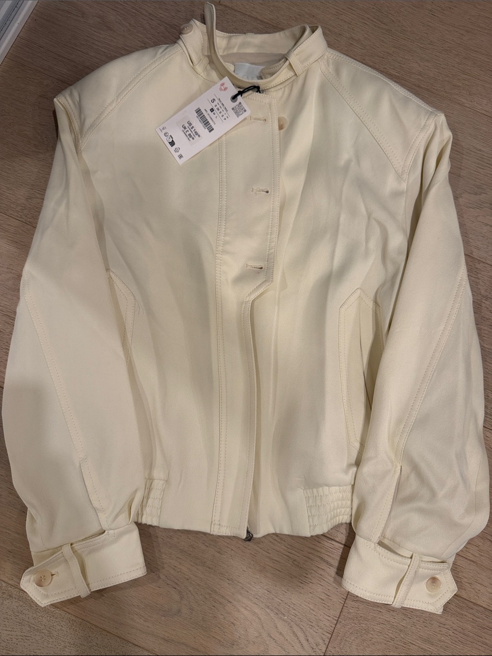 Women’s Cream Zip-Front Jacket